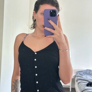 Tommy Hilfiger Black Camisole with White Buttons